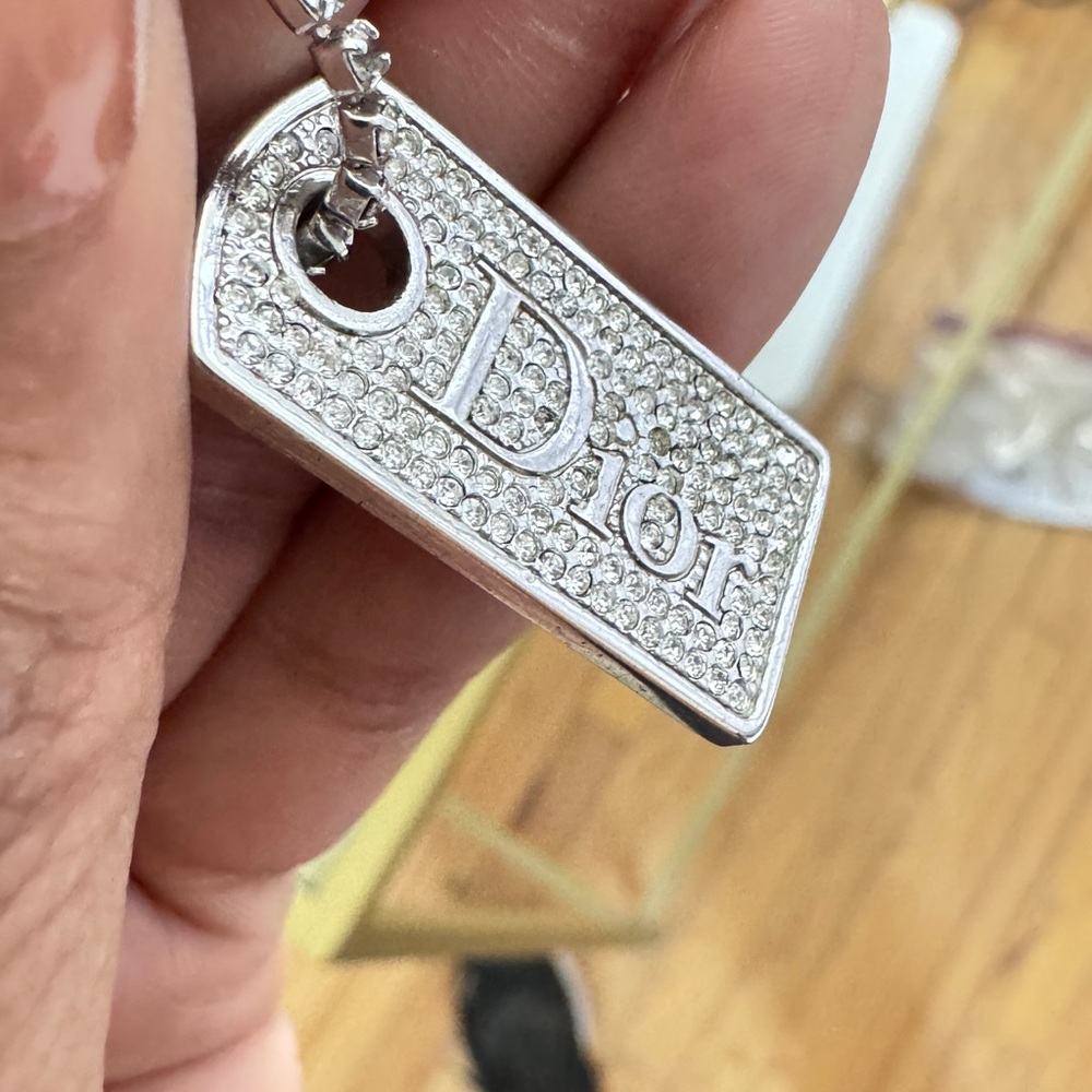 Christian Dior Crystal Dog tag Necklace - Picture 7 of 10